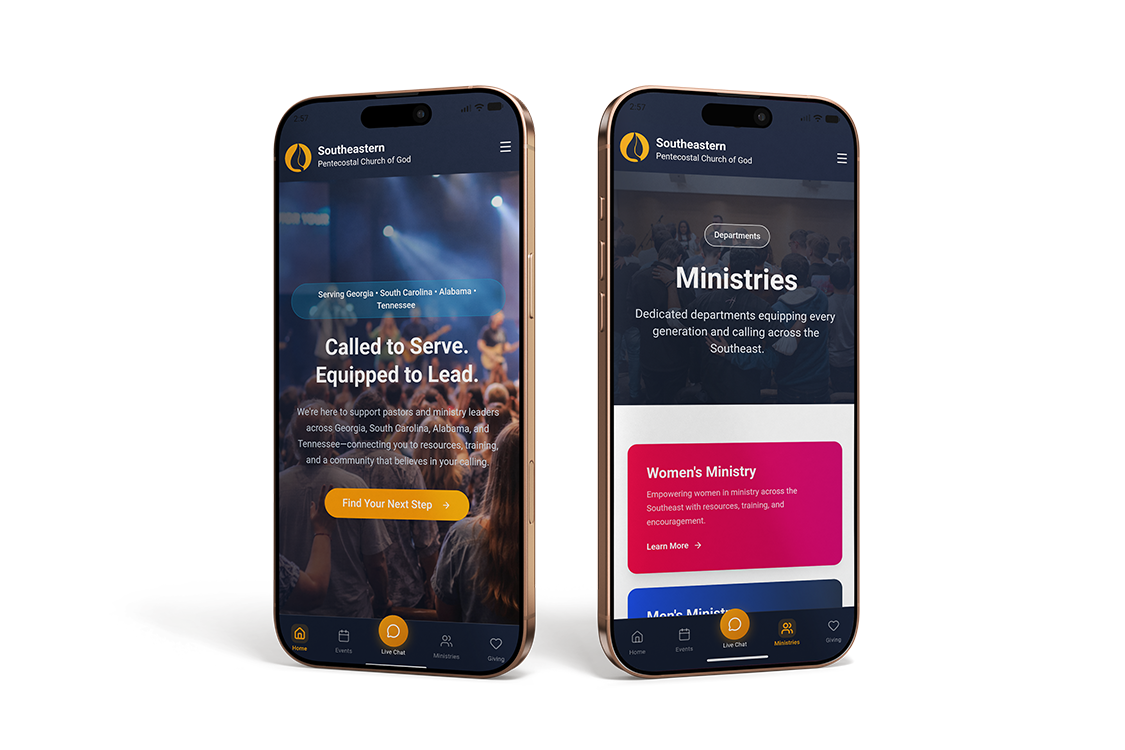Southeastern PCG Mobile App Dashboard on iPhone